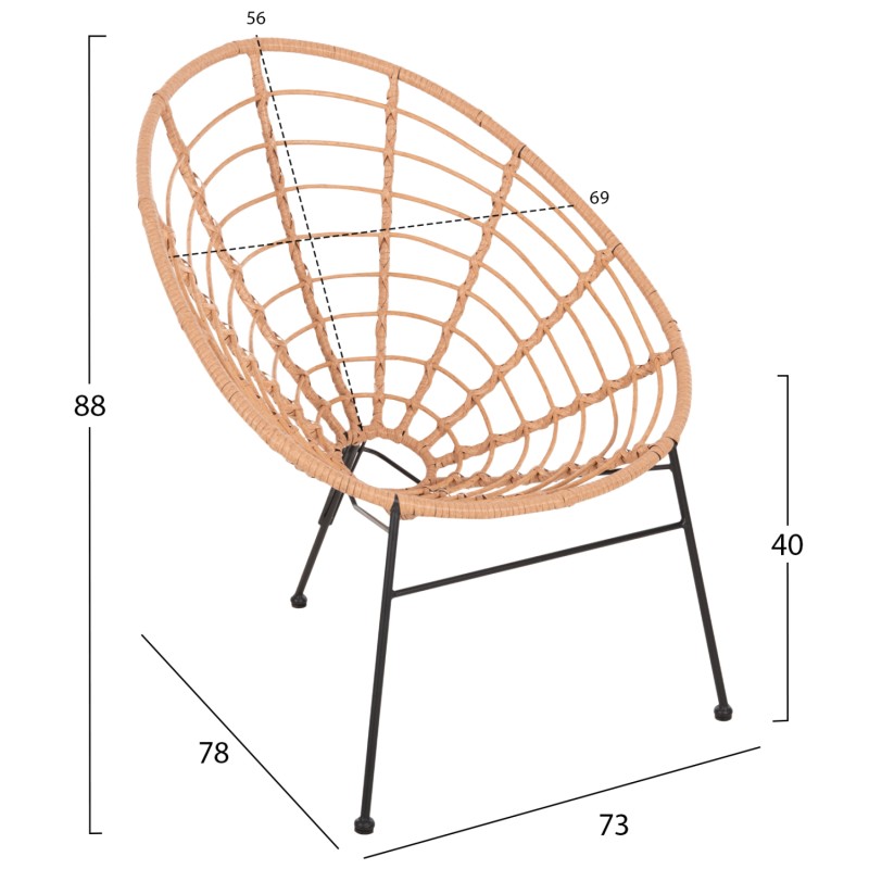 OUTDOOR LOUNGE SET 3PCS ALLEGRA FK21047.11 BEIGE SYNTH.RATTAN-BLACK METAL OUTDOOR LOUNGE SET 3PCS ALLEGRA FK21047.11 BEIGE SYNTH.RATTAN-BLACK METAL