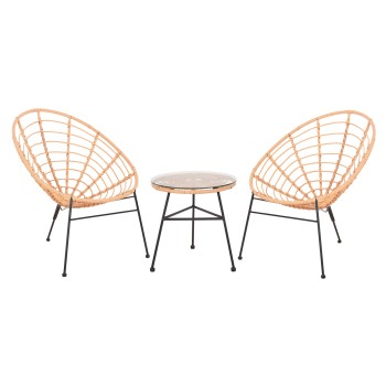 OUTDOOR LOUNGE SET 3PCS ALLEGRA FK21047.11 BEIGE SYNTH.RATTAN-BLACK METAL