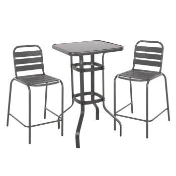 OUTDOOR LOUNGE SET 3PCS LAURA FK21054.01 GREY METAL & ALUMINUM