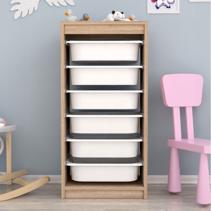 CHEST OF DRAWERS SANI FK18199.03 MELAMINE IN SONAMA-WHITE P.E. DRAWERS 45,5x29,6x91,8Hcm. CHEST OF DRAWERS SANI FK18199.03 MELAMINE IN SONAMA-WHITE P.E. DRAWERS 45,5x29,6x91,8Hcm.
