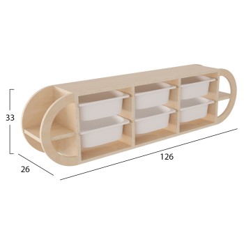 WALL CHEST OF DRAWERS KIKS FK18228.03 BIRCH WOOD & 6 WHITE P.E. DRAWERS 126x26x33Hcm. WALL CHEST OF DRAWERS KIKS FK18228.03 BIRCH WOOD & 6 WHITE P.E. DRAWERS 126x26x33Hcm.