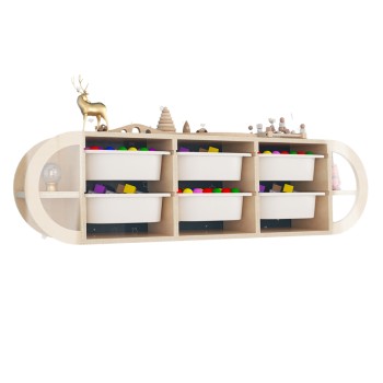 WALL CHEST OF DRAWERS KIKS FK18228.03 BIRCH WOOD & 6 WHITE P.E. DRAWERS 126x26x33Hcm.