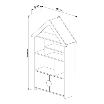 KIDS' BOOKCASE DREY FK18229.01 MELAMINE WHITE 104x30x170Hcm. KIDS' BOOKCASE DREY FK18229.01 MELAMINE WHITE 104x30x170Hcm.