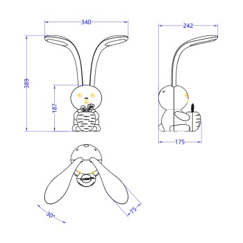 KIDS DESK LAMP LED BADOO BUNNY FIGURE FK4456.01 WHITE ABS KIDS DESK LAMP LED BADOO BUNNY FIGURE FK4456.01 WHITE ABS