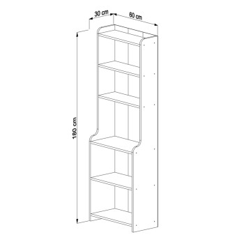 BOOKCASE NEAT FK18194.04 MELAMINE IN ANTURAL WOOD COLOR 60x30x180Hcm. BOOKCASE NEAT FK18194.04 MELAMINE IN ANTURAL WOOD COLOR 60x30x180Hcm.
