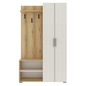 ENTRANCE FURNITURE BOW FK18192 MELAMINE IN NATURAL AND ECRU 110x37x184Hcm. ENTRANCE FURNITURE BOW FK18192 MELAMINE IN NATURAL AND ECRU 110x37x184Hcm.