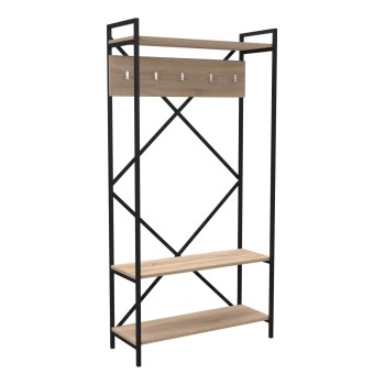 ENTRANCE FURNITURE NAVIS FK18188 MELAMINE IN SONAMA-BLACK METAL FRAME 90x34x180Hcm.