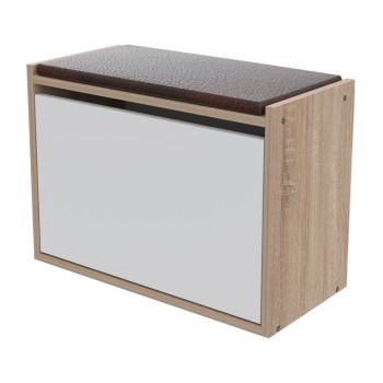 SHOE RACK WITH SEAT VIDAL FK18190.01 MELAMINE IN SONAMA-WHITE 60x30x45Hcm.