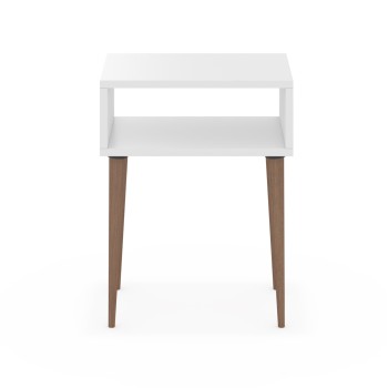 BEDSIDE STAND TODD FK18183.01 MELAMINE IN WHITE-LEGS IN NATURAL WOOD COLOR 45x30x58Hcm. BEDSIDE STAND TODD FK18183.01 MELAMINE IN WHITE-LEGS IN NATURAL WOOD COLOR 45x30x58Hcm.