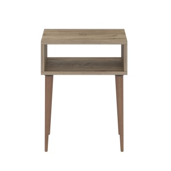 BEDSIDE STAND TODD FK18183.04 MELAMINE IN NATURAL OAK-LEGS IN NATURAL WOOD COLOR 45x30x58Hcm.