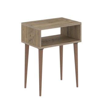 BEDSIDE STAND TODD FK18183.04 MELAMINE IN NATURAL OAK-LEGS IN NATURAL WOOD COLOR 45x30x58Hcm.