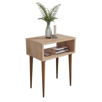 BEDSIDE STAND TODD FK18183.03 MELAMINE IN SONAMA-LEGS IN NATURAL WOOD COLOR 46x30x59Hcm.