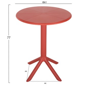 ROUND POLYPROPYLENE TABLE TERRIN FK6124.16 RED Φ61x77Hcm. ROUND POLYPROPYLENE TABLE TERRIN FK6124.16 RED Φ61x77Hcm.