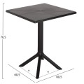 SQUARE POLYPROPYLENE TABLE TERRIN FK6125.12 BLACK 60,5x60,5x76,5Hcm.