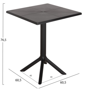SQUARE POLYPROPYLENE TABLE TERRIN FK6125.12 BLACK 60,5x60,5x76,5Hcm. SQUARE POLYPROPYLENE TABLE TERRIN FK6125.12 BLACK 60,5x60,5x76,5Hcm.