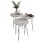SET OF 3 ROUND SIDE TABLES NISSA FK18173.01 MELAMINE IN WHITE MARBLE-BLACK METAL LEGS