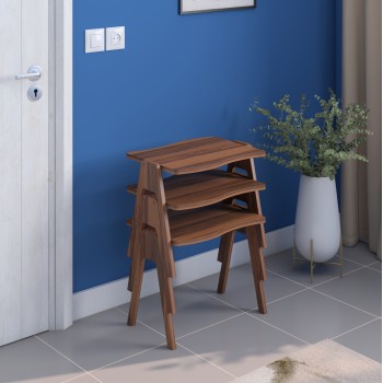 SIDE TABLES 3PCS SET ESSENT FK18175.05 MELAMINE IN WALNUT 45x35x40Hcm.