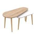 COFFEE TABLES 2PCS APRILIA FK18179.04 MELAMINE IN SONAMA & WHITE-WOODEN LEGS IN NATURAL 94x47x47Hcm