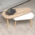 COFFEE TABLES 2PCS APRILIA FK18179.04 MELAMINE IN SONAMA & WHITE-WOODEN LEGS IN NATURAL 94x47x47Hcm