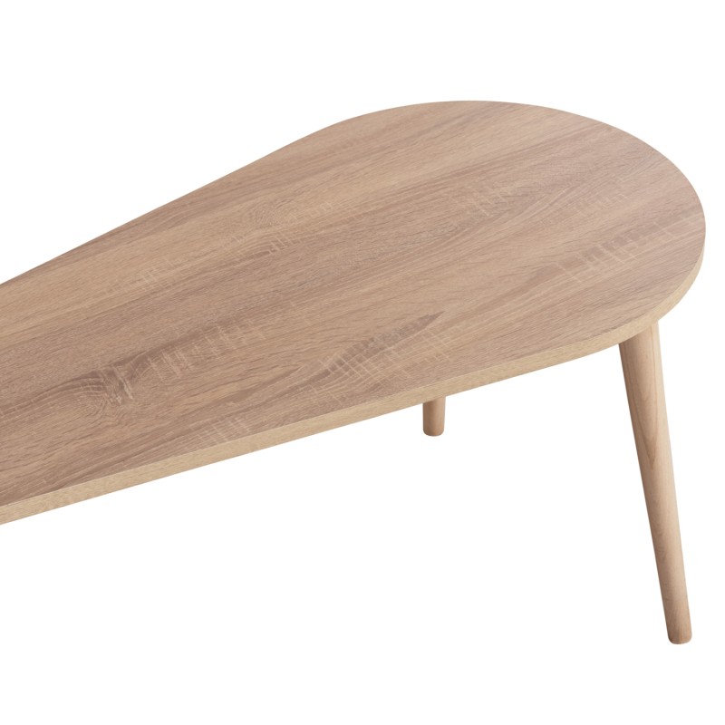 COFFEE TABLES 2PCS APRILIA FK18179.04 MELAMINE IN SONAMA & WHITE-WOODEN LEGS IN NATURAL 94x47x47Hcm