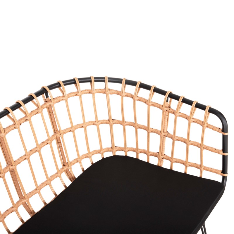 OUTDOOR SOFA(BENCH) 2-SEATER ALLEGRA FK5692.11 P.E.RATTAN IN BEIGE-BLACK METAL FRAME 125x60x77Hcm. OUTDOOR SOFA(BENCH) 2-SEATER ALLEGRA FK5692.11 P.E.RATTAN IN BEIGE-BLACK METAL FRAME 125x60x77Hcm.