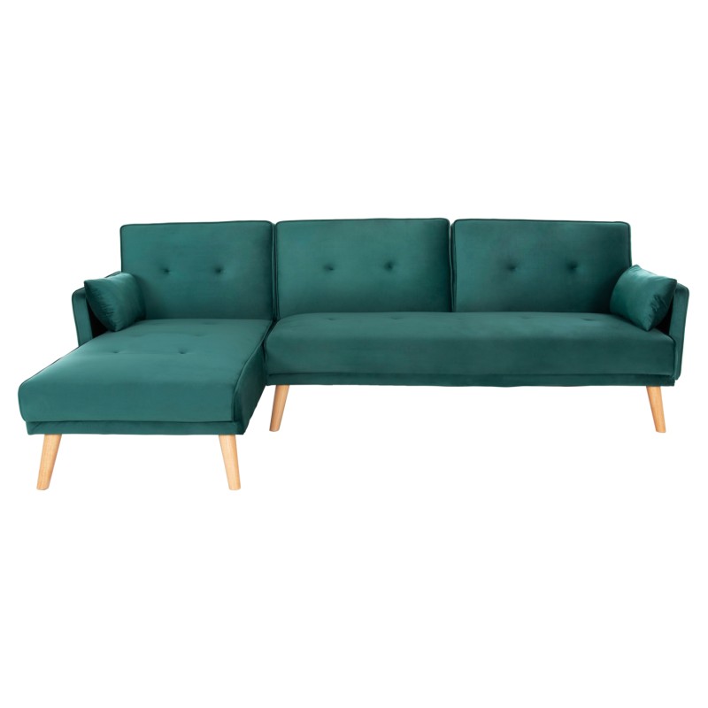 CORNER SOFA-BED REVERSIBLE PANTHEA FK3127.13 CYPRESS GREEN VELVET 260x155x86Hcm.