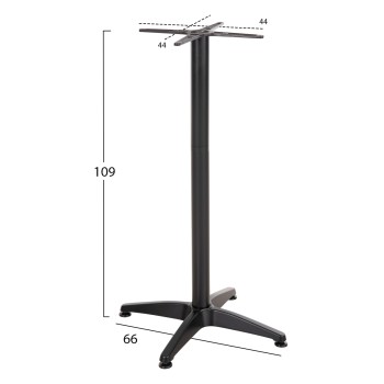 BAR TABLE BASE FK450.03 ALUMINUM IN BLACK 4-PRONGED WITH 44x44cm. CROSS