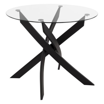 DINING TABLE ROUND JAFARU FK8499.11 BLACK METAL LEGS Φ90x74cm.