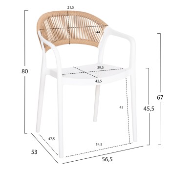 ARMCHAIR POLYPROPYLENE EVA FK6155.01 WHITE WITH BEIGE PP ROPE 56.5x53x80Hcm. ARMCHAIR POLYPROPYLENE EVA FK6155.01 WHITE WITH BEIGE PP ROPE 56.5x53x80Hcm.