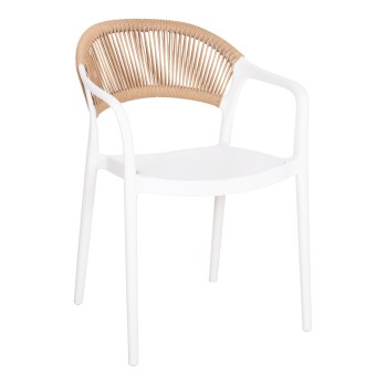 ARMCHAIR POLYPROPYLENE EVA FK6155.01 WHITE WITH BEIGE PP ROPE 56.5x53x80Hcm.