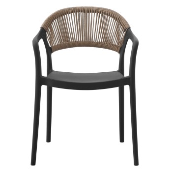 ARMCHAIR POLYPROPYLENE EVA FK6155.02 BLACK WITH BEIGE PP ROPE 56.5x53x80Hcm.
