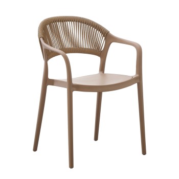 ARMCHAIR POLYPROPYLENE EVA FK6155.03 CAPPUCCINO WITH BEIGE PP ROPE 56.5x53x80Hcm.