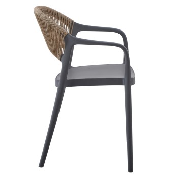 ARMCHAIR POLYPROPYLENE EVA FK6155.10 GREY WITH BEIGE PP ROPE 56.5x53x80Hcm. ARMCHAIR POLYPROPYLENE EVA FK6155.10 GREY WITH BEIGE PP ROPE 56.5x53x80Hcm.