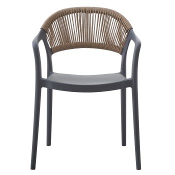 ARMCHAIR POLYPROPYLENE EVA FK6155.10 GREY WITH BEIGE PP ROPE 56.5x53x80Hcm.