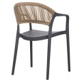 ARMCHAIR POLYPROPYLENE EVA FK6155.10 GREY WITH BEIGE PP ROPE 56.5x53x80Hcm. ARMCHAIR POLYPROPYLENE EVA FK6155.10 GREY WITH BEIGE PP ROPE 56.5x53x80Hcm.