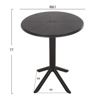 ROUND POLYPROPYLENE TABLE TERRIN FK6124.12 BLACK Φ60x75Hcm. ROUND POLYPROPYLENE TABLE TERRIN FK6124.12 BLACK Φ60x75Hcm.