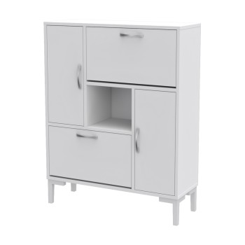 SHOE CABINET MEDY FK18187.03 MELAMINE IN WHITE-WHITE LEGS 86,5x30x109Hcm.