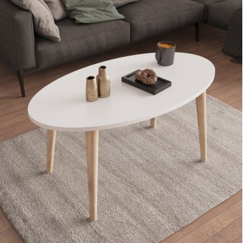 SET OF COFFEE TABLE & 3 SIDE TABLES VITAL FK18180.01 MELAMINE IN WHITE-WOODEN LEGS IN SONAMA SET OF COFFEE TABLE & 3 SIDE TABLES VITAL FK18180.01 MELAMINE IN WHITE-WOODEN LEGS IN SONAMA