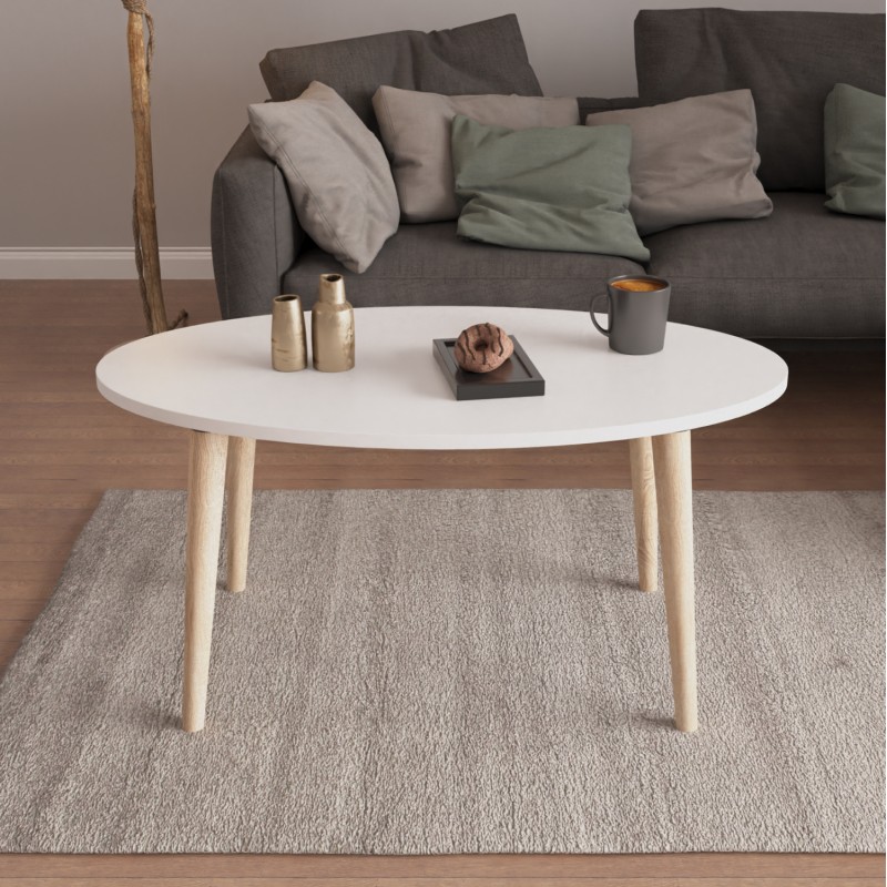 SET OF COFFEE TABLE & 3 SIDE TABLES VITAL FK18180.01 MELAMINE IN WHITE-WOODEN LEGS IN SONAMA SET OF COFFEE TABLE & 3 SIDE TABLES VITAL FK18180.01 MELAMINE IN WHITE-WOODEN LEGS IN SONAMA