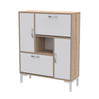 SHOE CABINET MEDY FK18187.04 MELAMINE IN WHITE & SONAMA-WHITE LEGS 86,5x30x109Hcm.
