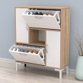 SHOE CABINET MEDY FK18187.04 MELAMINE IN WHITE & SONAMA-WHITE LEGS 86,5x30x109Hcm. SHOE CABINET MEDY FK18187.04 MELAMINE IN WHITE & SONAMA-WHITE LEGS 86,5x30x109Hcm.