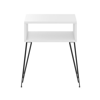 BEDSIDE STAND TODD FK18184.01 MELAMINE IN WHITE COLOR-METAL LEGS IN BLACK 45x30x58Hcm.