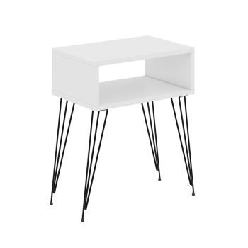 BEDSIDE STAND TODD FK18184.01 MELAMINE IN WHITE COLOR-METAL LEGS IN BLACK 45x30x58Hcm.