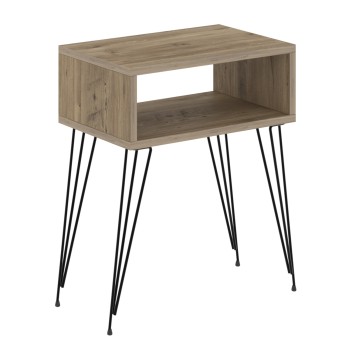 BEDSIDE STAND TODD FK18184.04 MELAMINE IN NATURAL WOOD COLOR-METAL LEGS IN BLACK 45x30x58Hcm.