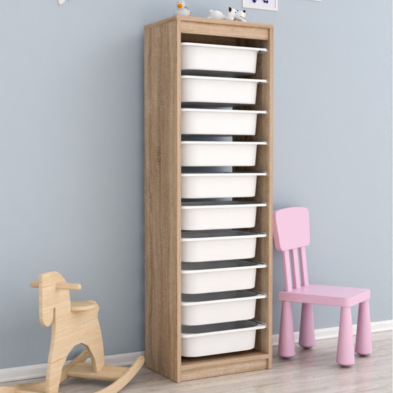 CHEST OF DRAWERS SANI FK18205.03 MELAMINE IN SONAMA-WHITE P.E. DRAWERS 45,5x29,6x144Hcm. CHEST OF DRAWERS SANI FK18205.03 MELAMINE IN SONAMA-WHITE P.E. DRAWERS 45,5x29,6x144Hcm.