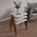 SIDE TABLES 3PCS SET REACHER FK18176.03 MELAMINE IN WALNUT-WHITE MARBLE TOP 40x30x40Hcm. SIDE TABLES 3PCS SET REACHER FK18176.03 MELAMINE IN WALNUT-WHITE MARBLE TOP 40x30x40Hcm.