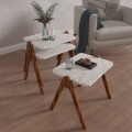 SIDE TABLES 3PCS SET REACHER FK18176.03 MELAMINE IN WALNUT-WHITE MARBLE TOP 40x30x40Hcm. SIDE TABLES 3PCS SET REACHER FK18176.03 MELAMINE IN WALNUT-WHITE MARBLE TOP 40x30x40Hcm.
