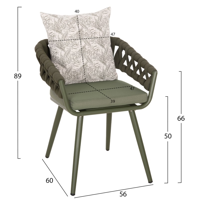 ARMCHAIR ALUMINUM CAMDEN FK6141.09 BACK CUSHION WITH PRINT DESIGN-DARK OLIVE 56x60x72-87Hcm. ARMCHAIR ALUMINUM CAMDEN FK6141.09 BACK CUSHION WITH PRINT DESIGN-DARK OLIVE 56x60x72-87Hcm.