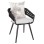ARMCHAIR ALUMINUM CAMDEN FK6141.01 BACK CUSHION IN ECRU WITH PRINT DESIGN-ANTHRACITE 56x60x72-87Hcm.