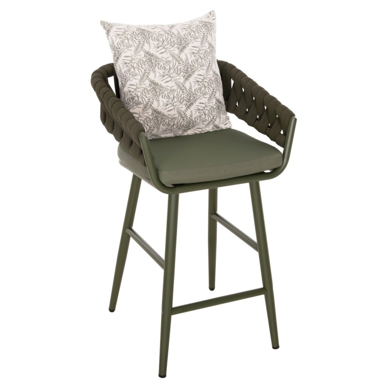 BAR STOOL ALUMINUM CAMDEN FK6142.09 BACK CUSHION WITH PRINT PATTERN-DARK OLIVE 56x60x108Hcm. BAR STOOL ALUMINUM CAMDEN FK6142.09 BACK CUSHION WITH PRINT PATTERN-DARK OLIVE 56x60x108Hcm.